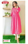 Pink Designer Anarkali Kurtha Pant Set