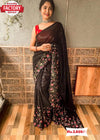 Black Georgette Sequins and Kashmiri Worked Saree