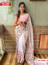 White Georgette Sequins and Kashmiri Worked Saree