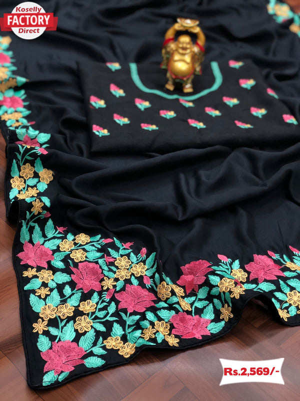 Black Embroidered Designer Saree