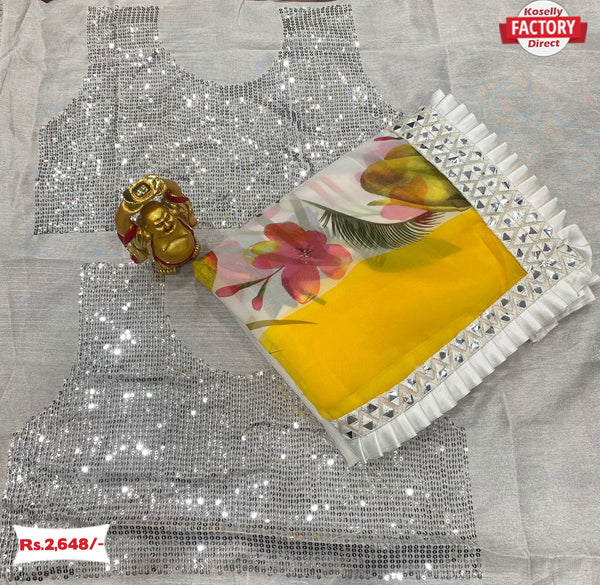 Beautiful White Designer Partywear Saree