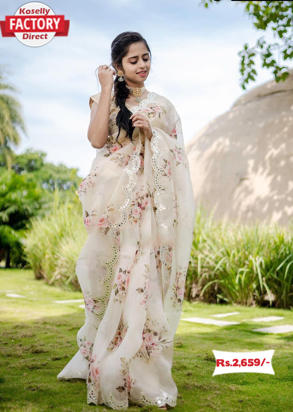 Beautiful Organza Floral Saree