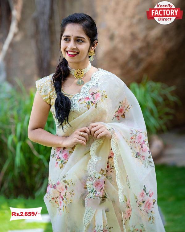 Beautiful Organza Floral Saree