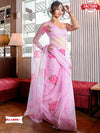 Pink Organza Floral Saree