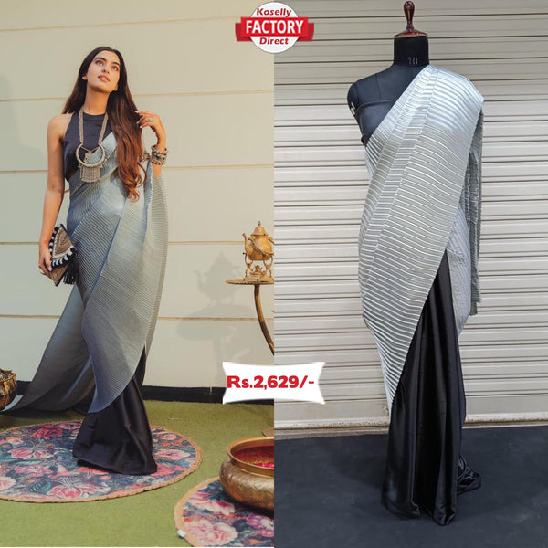Silver Designer Crush Saree