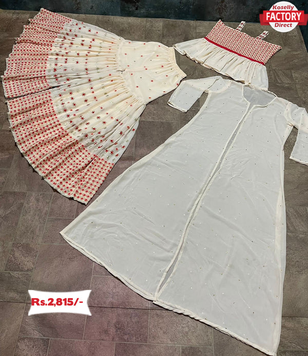 Cream Peplum Shrug Sharara Set