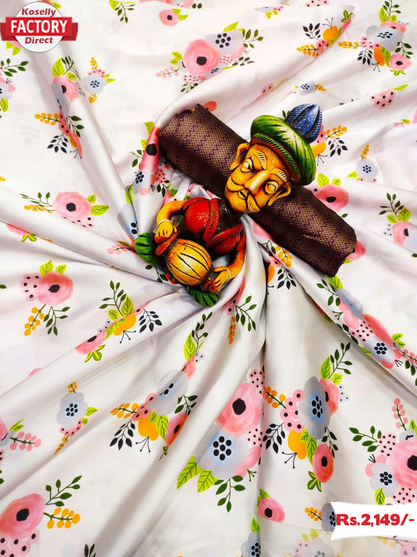 Digital Printed Satin Silk Saree