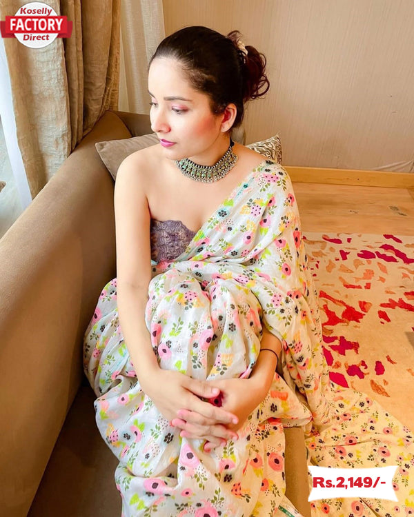 Digital Printed Satin Silk Saree