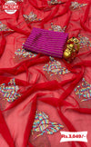 Red Georgette Embroidered Designer Saree