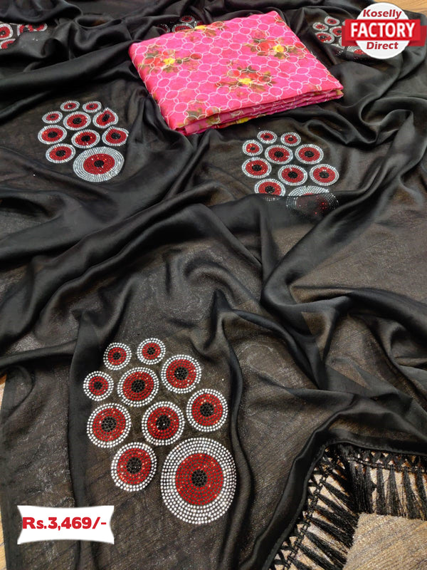 Black Partywear Stone-work Saree