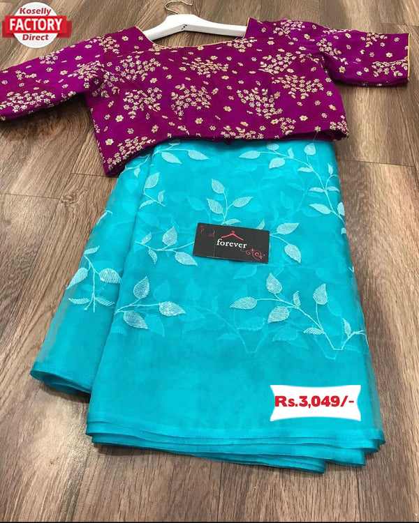 Sequins Work Pure Organza Saree