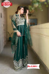 Green Heavy Embroidery Peplum Kurtha Palazzo Set