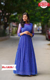 Royal Blue Crush Fabric Floor Length Gown