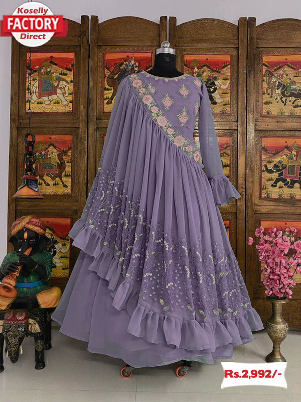 Designer Georgette Gown with Concept Dupatta Set