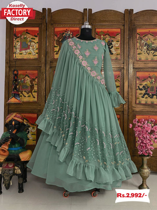 Designer Georgette Gown with Concept Dupatta Set