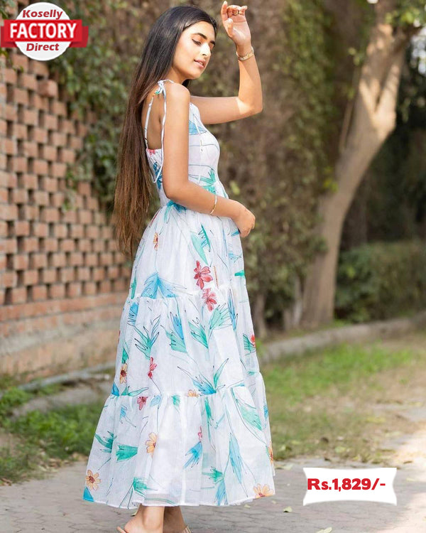 Floor Length Floral One Piece Dress
