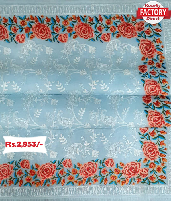 Lucknowi Work Organza Designer Partywear Saree