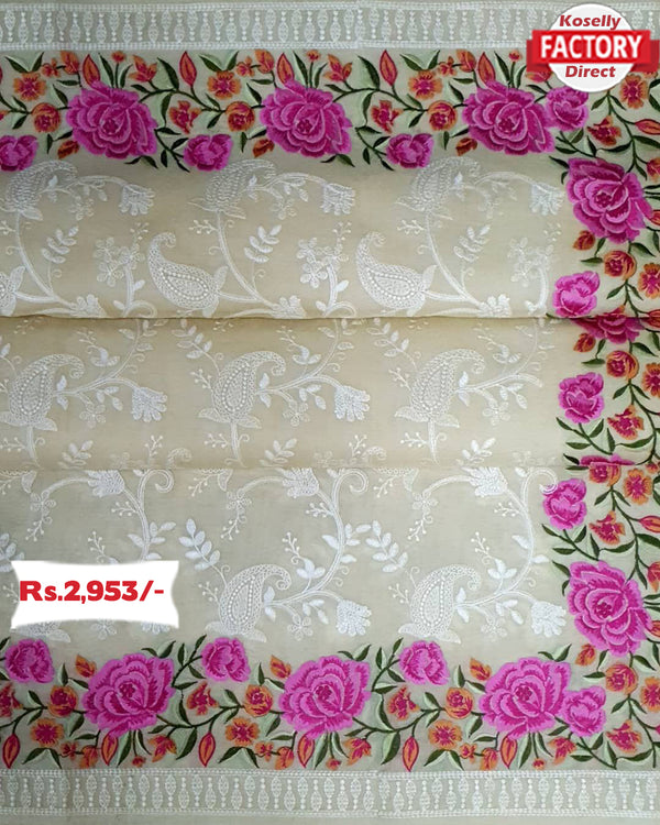 Lucknowi Work Organza Designer Partywear Saree