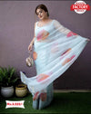 Handpainted And Handworked Organza Partywear Saree