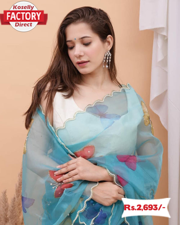 Pure Organza Saree with Handwork