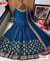 Blue Embroidered Gown with Dupatta