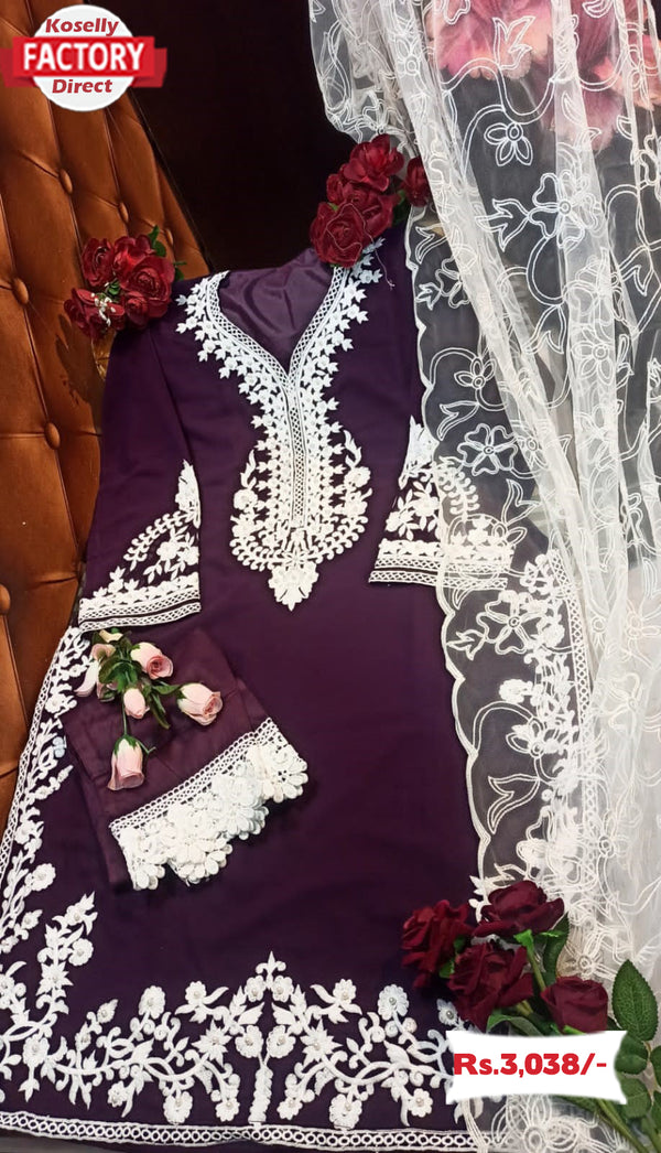 Wine Pakistani Kurtha with Cigarette Pant and Dupatta