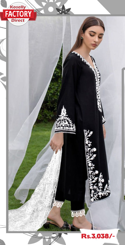 Black Pakistani Kurtha with Cigarette Pant and Dupatta