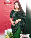 Green Georgette Sequence Saree with Sequence Blouse