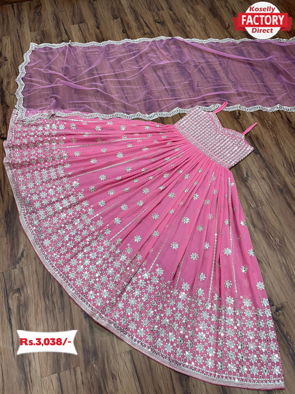 Baby Pink Embroidered Gown with Dupatta