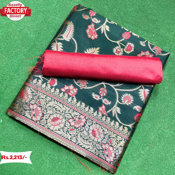Dark Green Banarasi Silk Saree