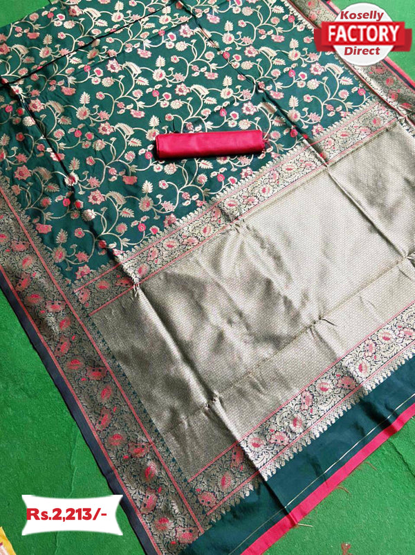 Dark Green Banarasi Silk Saree
