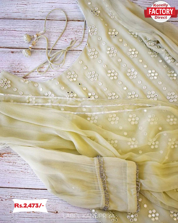 Celery Green Kurtha Palazzo Dupatta Set