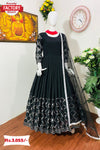 Black Embroidered Gown with Dupatta