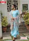 Sky Blue Designer Long Kurtha Pant Dupatta Set