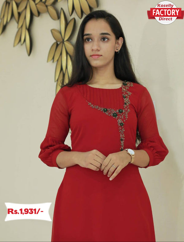 Red Georgette One Piece Dress