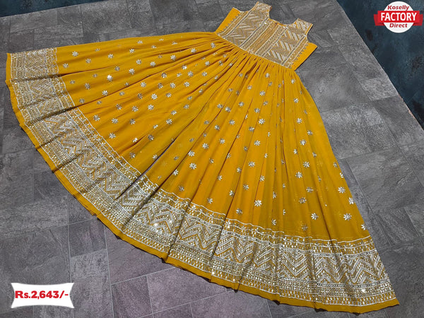 Mustard Yellow Embroidered Ethnic Jumpsuit