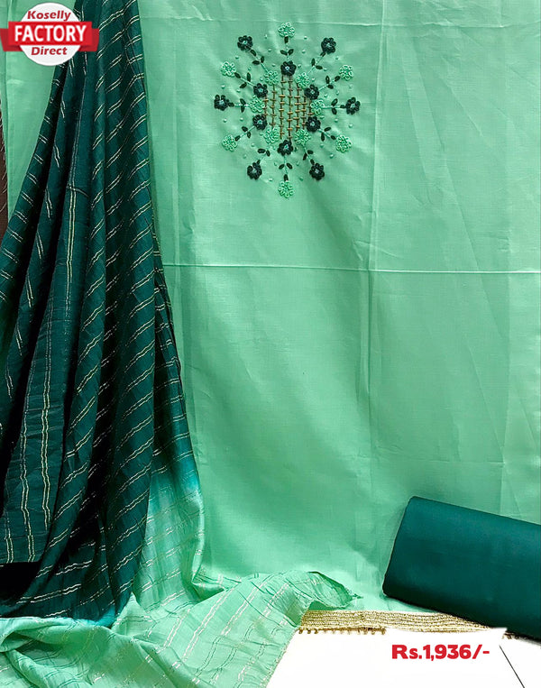 Sea Green Embroidered Kurtha Suruwal Piece