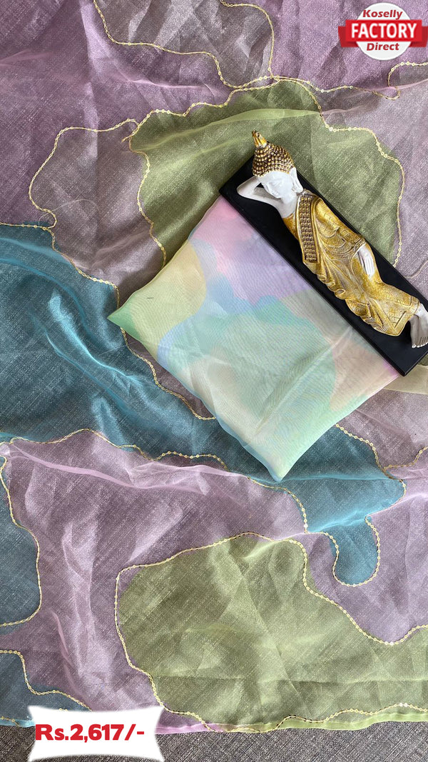 Multi-colour Organza Sequins Saree