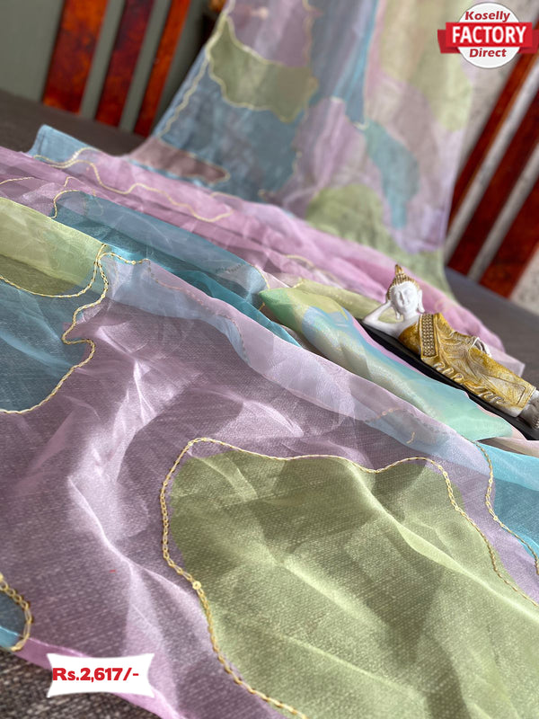 Multi-colour Organza Sequins Saree