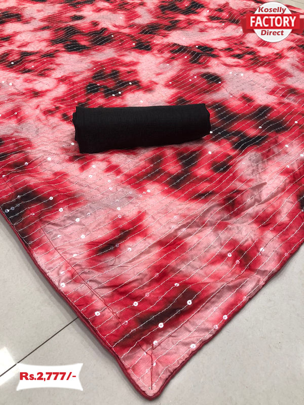 Vichitra Silk Shibori Sequins Saree