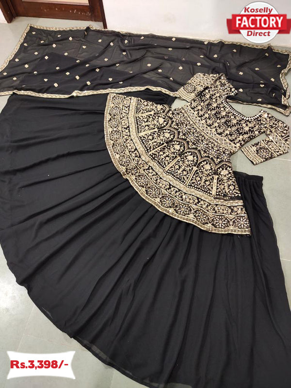 Black Peplum Lehenga Set