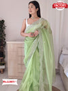 Light Green Partywear Organza Saree