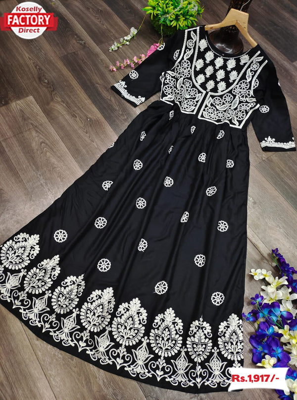 Black Rayon One Piece Dress