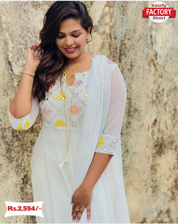 Light Green Embroidered Gown with Dupatta