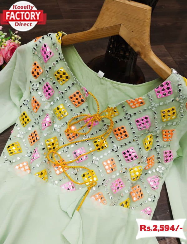 Light Green Embroidered Gown with Dupatta