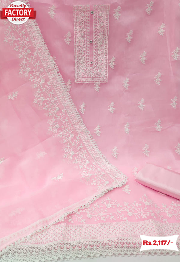 Organza Silk Embroidered Kurtha Suruwal Piece