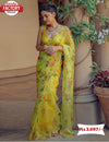 Yellow Organza Saree With Handwork