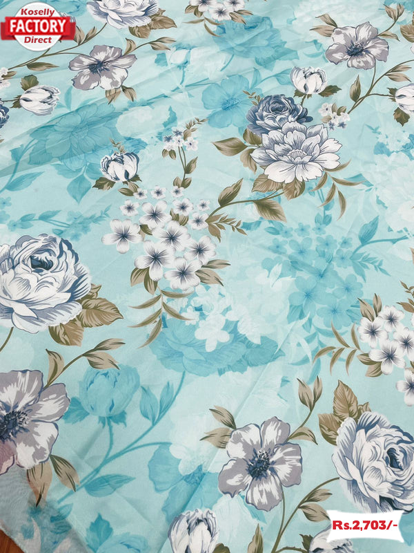 Sky Blue Floral Gown Pant Dupatta Set