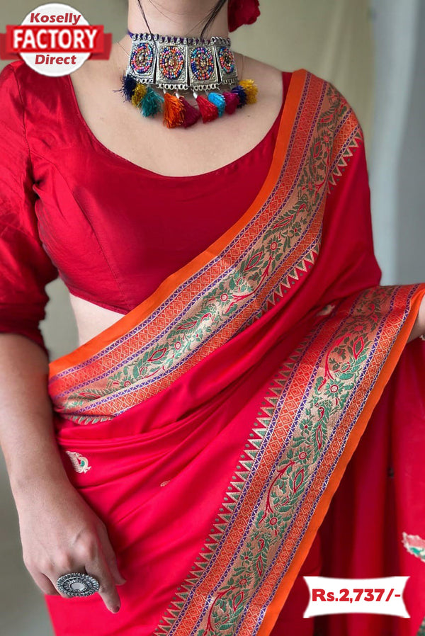 Red Paithani Silk Saree