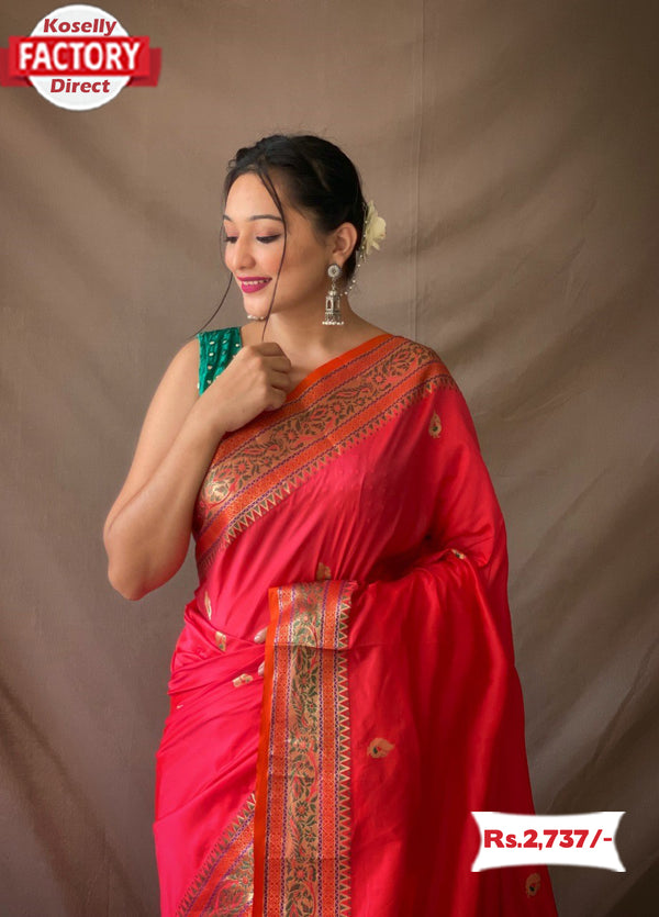 Hot Pink Paithani Silk Saree